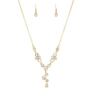 Gold uniquely designed necklace earring set